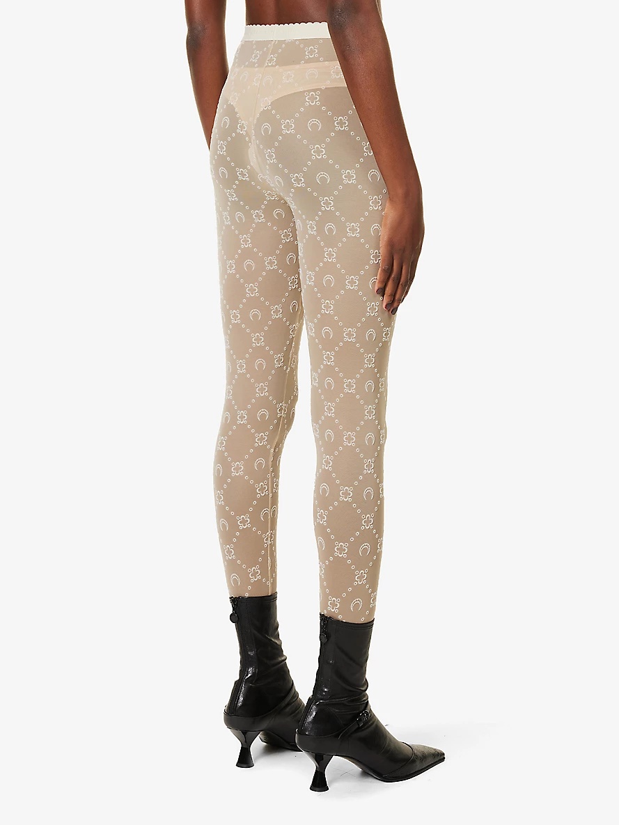 Monogram-print high-rise recycled-polyamide blend tights - 4