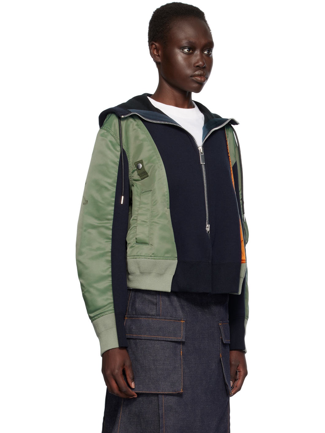 Navy & Khaki Sponge Sweat Hoodie - 2