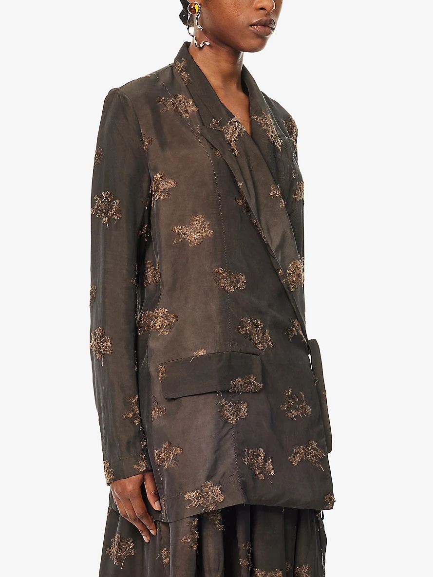 Khloe distressed-pattern woven jacket - 3