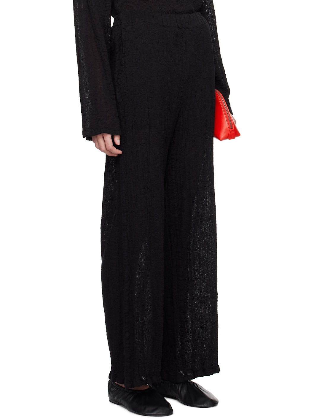 Black Karami Wool Trousers - 2