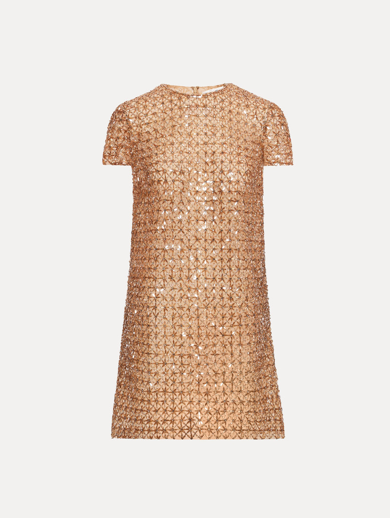 FLORAL GRID EMBROIDERED SHIFT DRESS 1