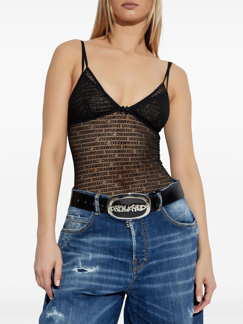 DSQUARED2 logo-jacquard mesh top outlook