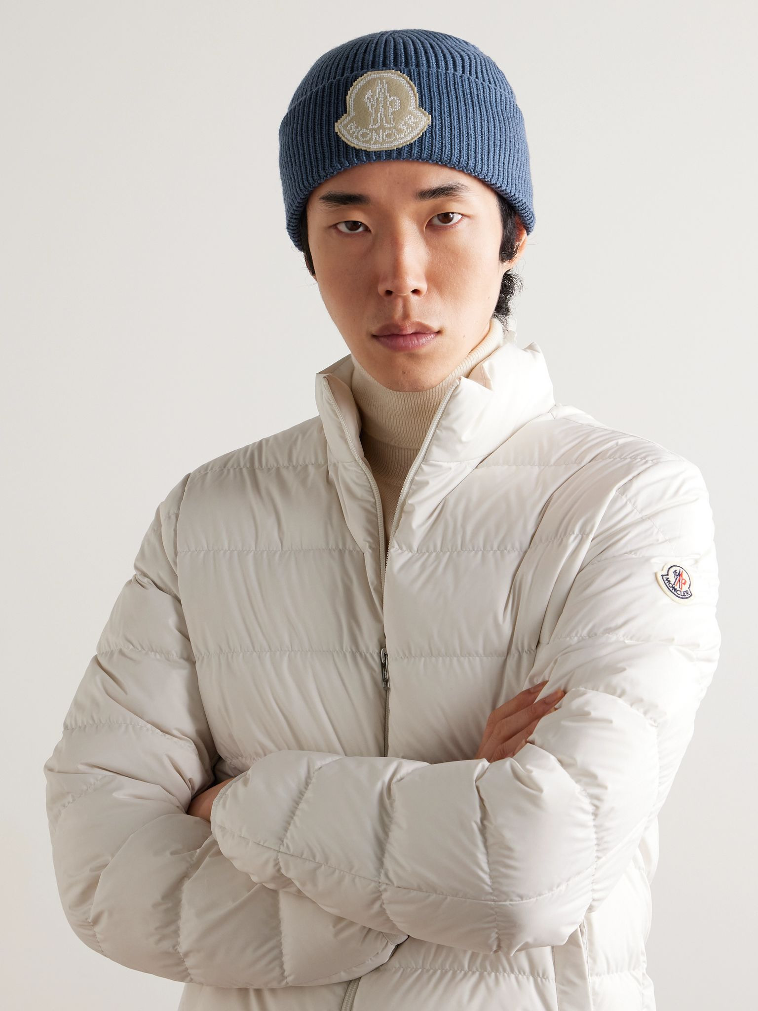 Logo-Appliquéd Ribbed Virgin Wool Beanie Blue - 2