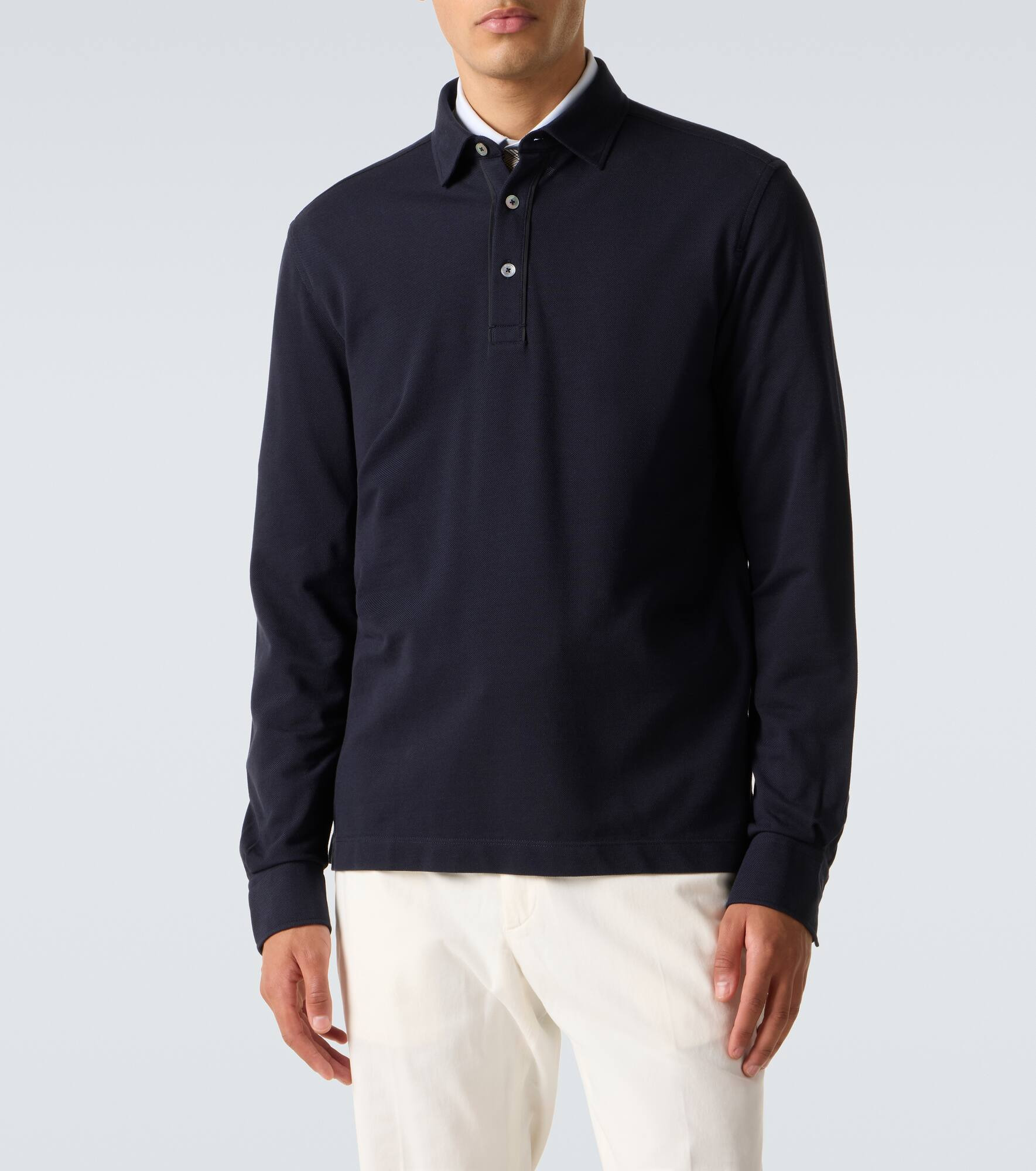 Cotton piqué polo sweater - 3