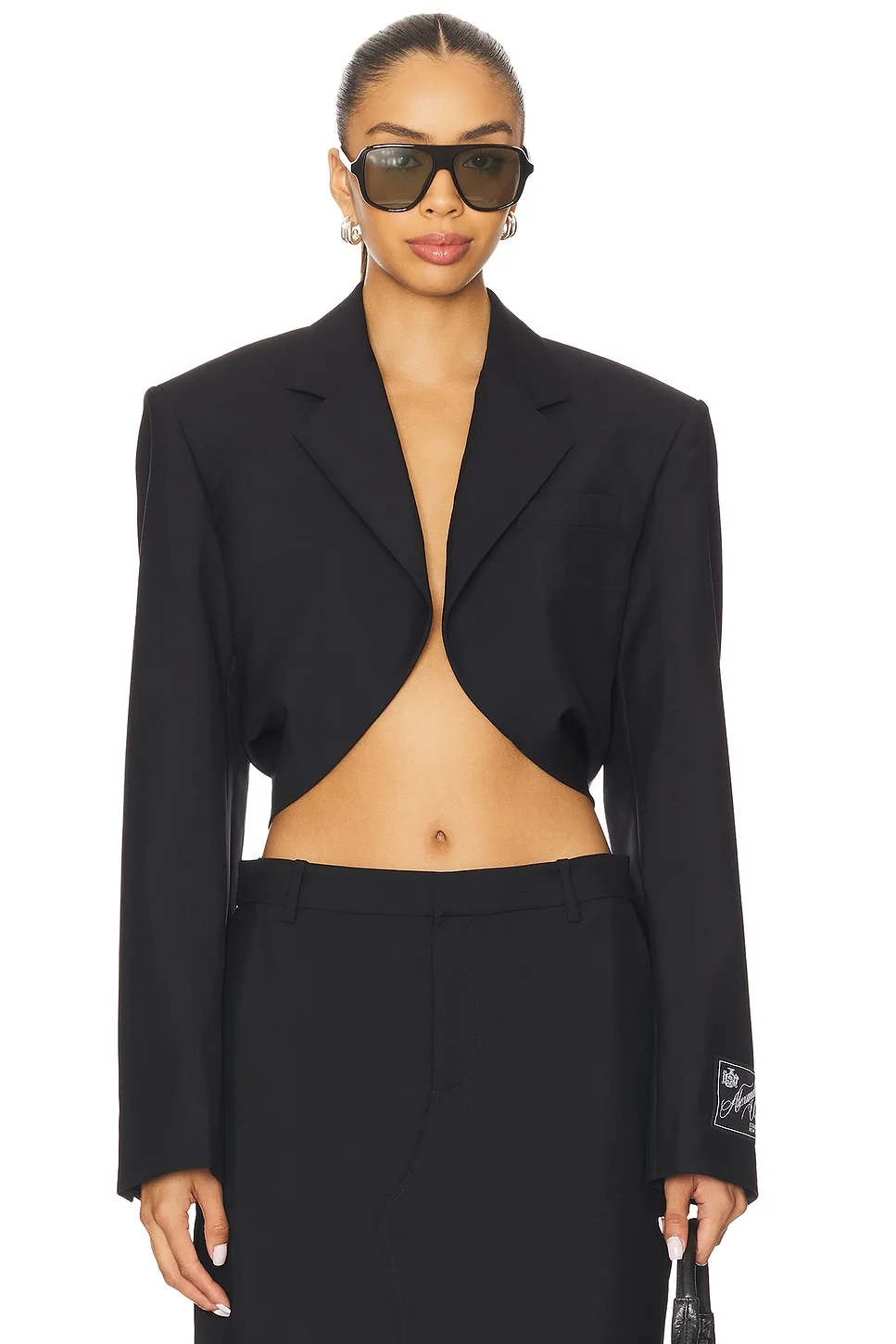 Cropped Drape Back Blazer - 1