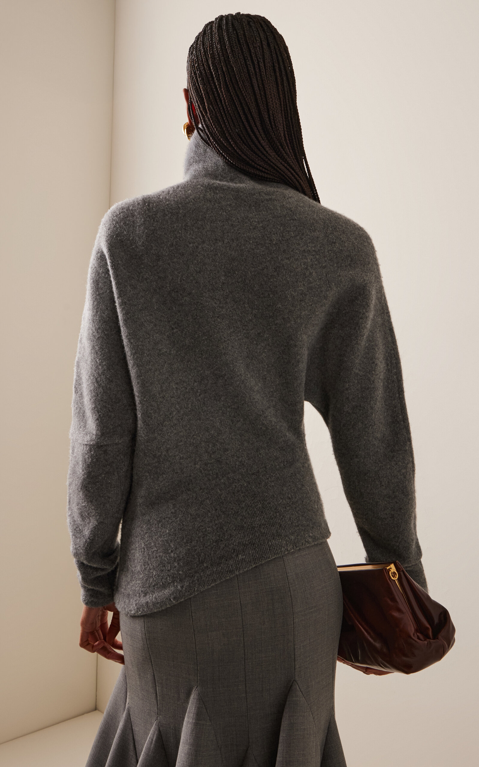 Asymmetric Turtleneck Wool Sweater grey - 4