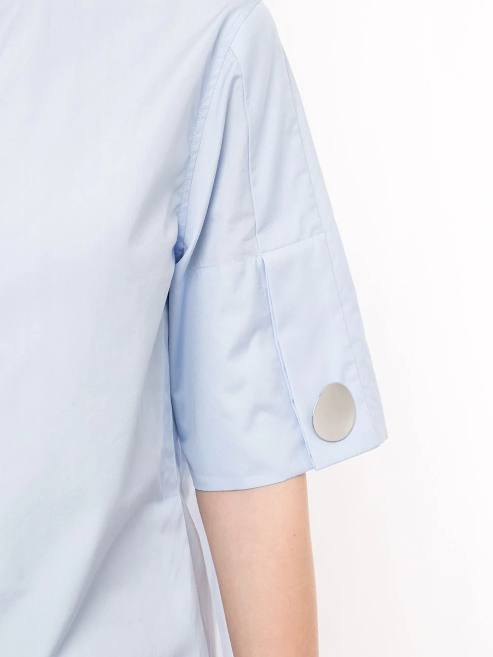 collarless short-sleeved poplin shirt - 5