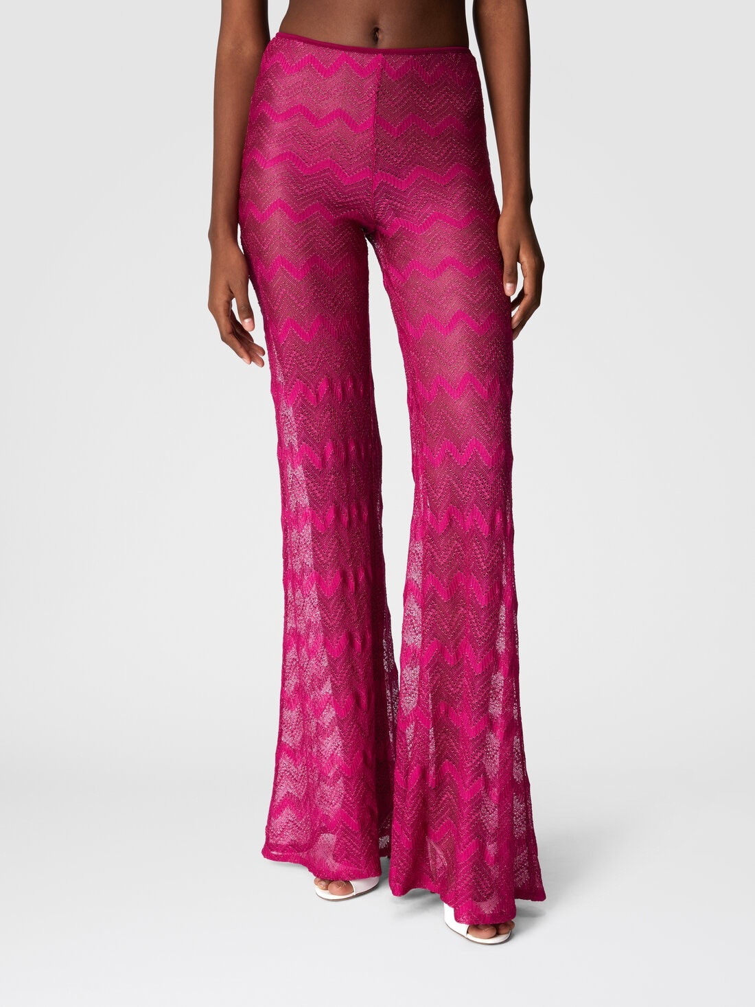 Flare cover-up trousers in zig zag lamé viscose - 4