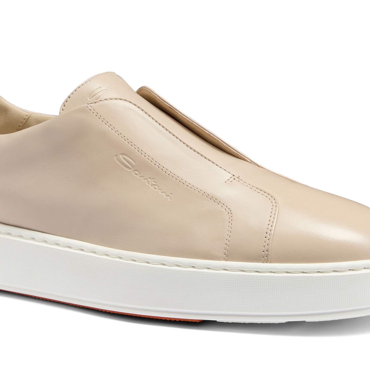 Men's beige leather slip-on sneaker - 6