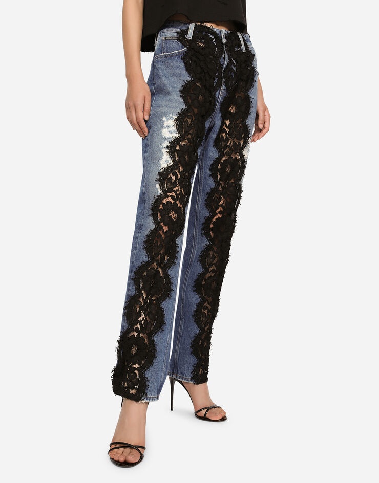 Denim and lace boyfriend jeans - 3