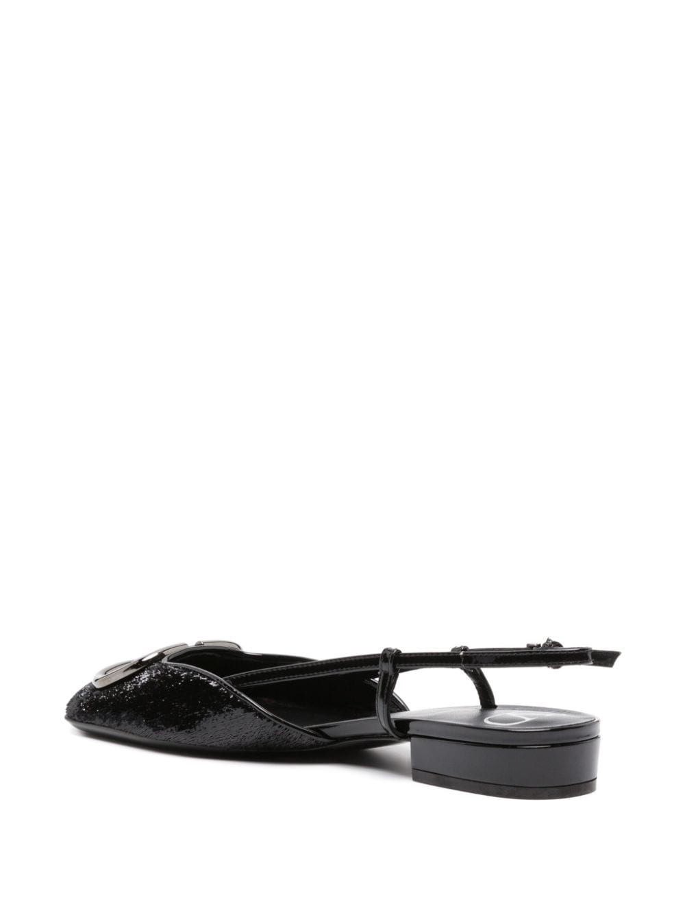 VLogo leather slingback ballerina shoes - 3