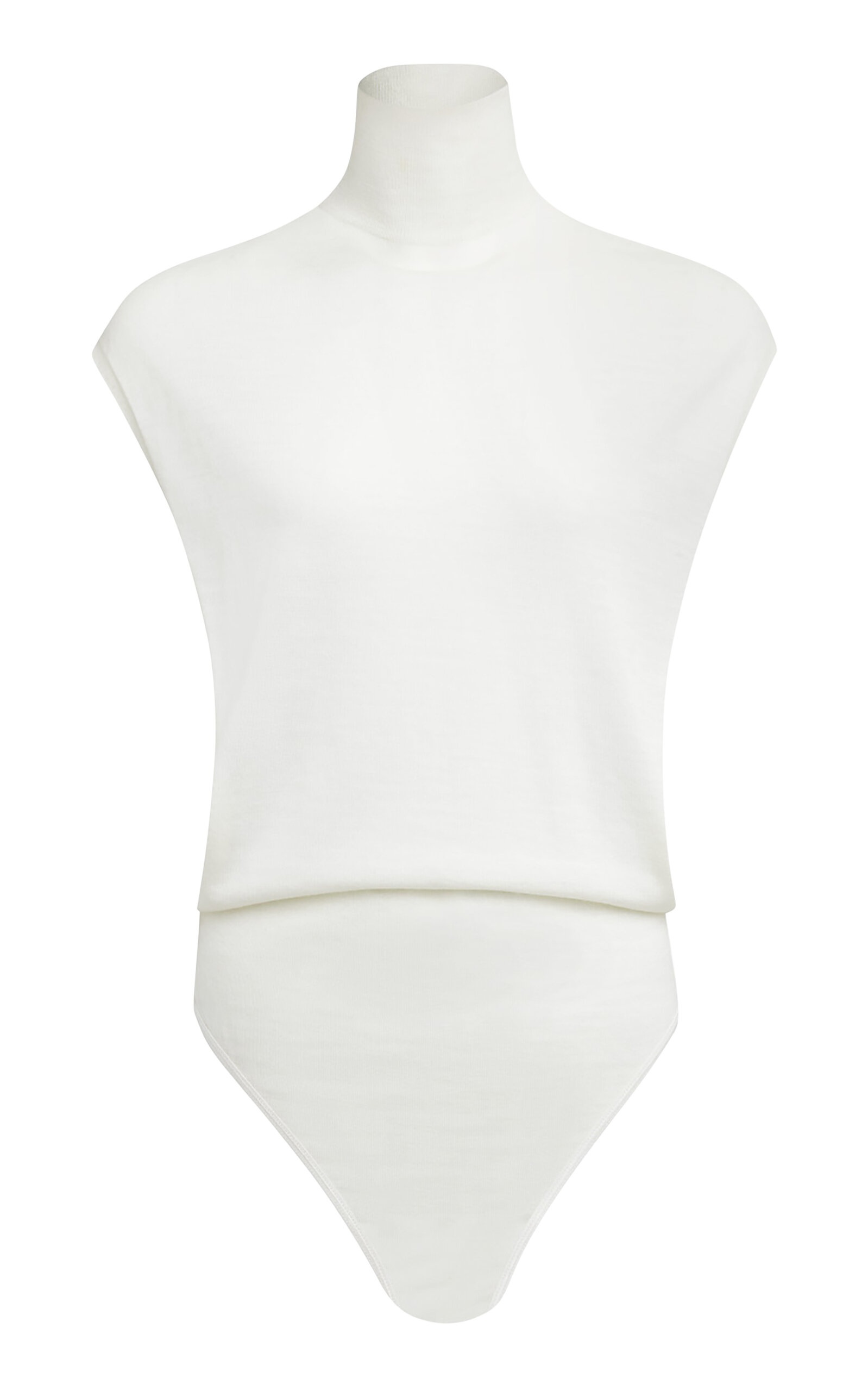 Alaïa Sleeveless Sheer-Knit Wool Bodysuit ivory