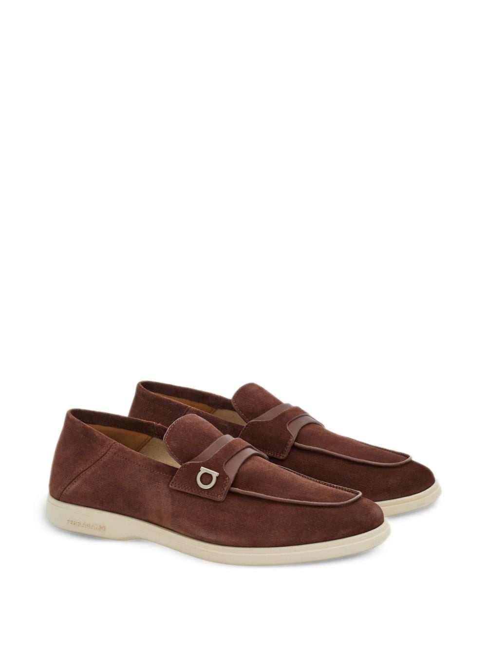Gancini-plaque suede loafers - 2