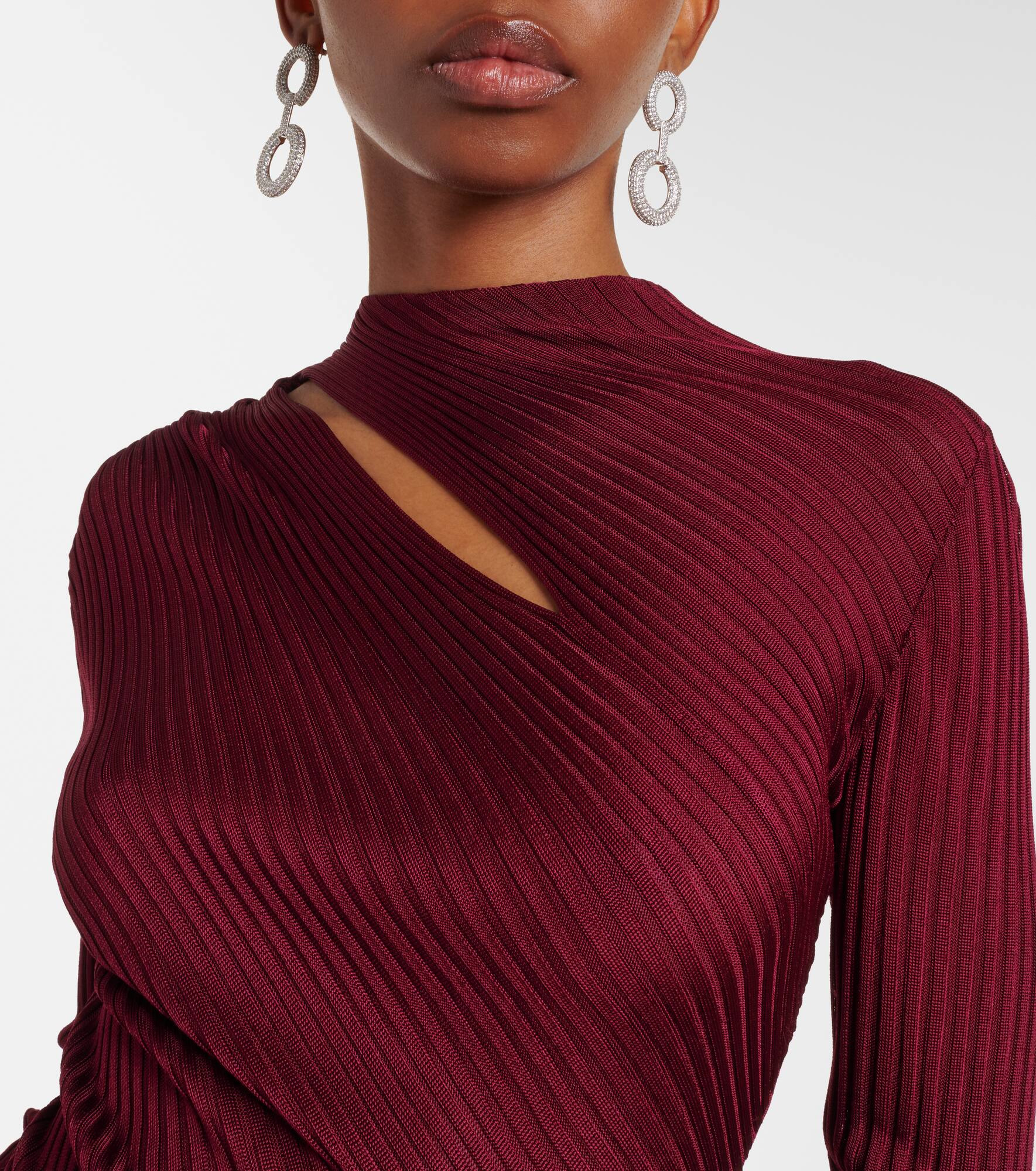 Cutout ribbed-knit midi dress - 4