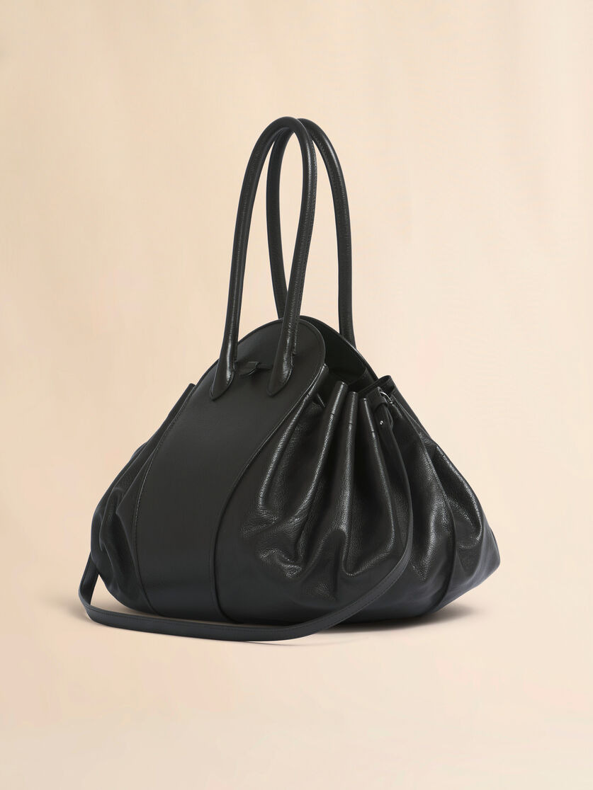 BLACK LEATHER TULIPEA LARGE HANDBAG - 3