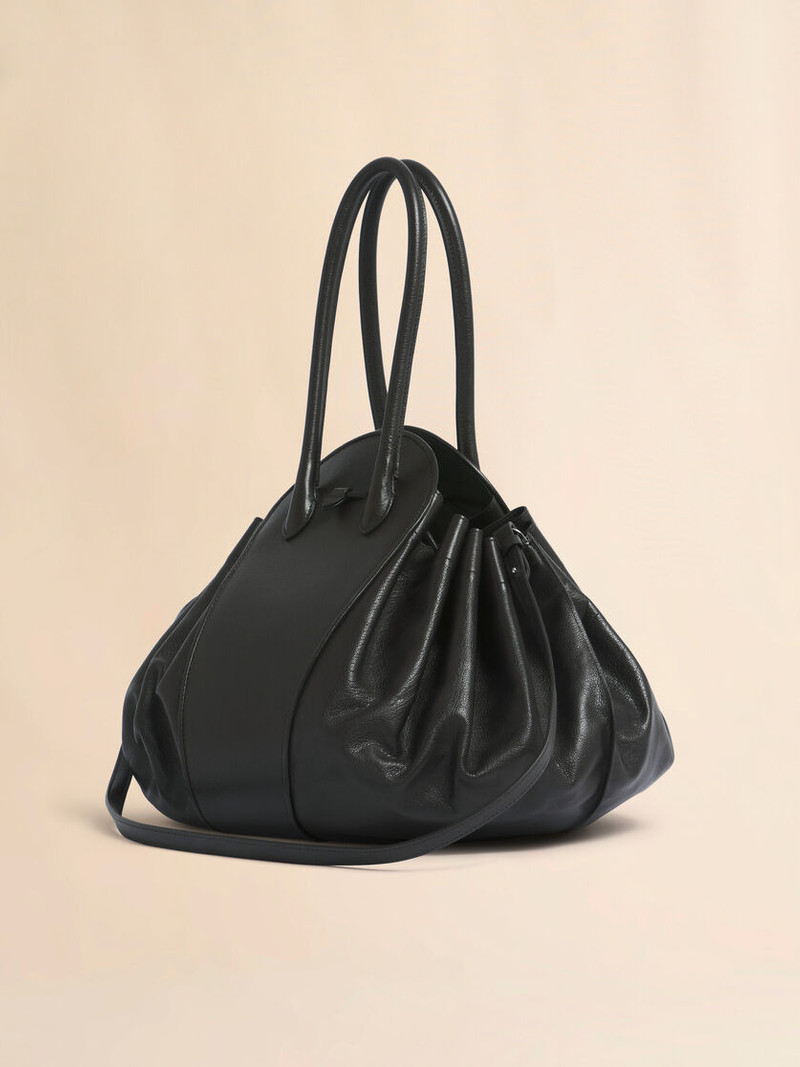 BLACK LEATHER TULIPEA LARGE HANDBAG 3