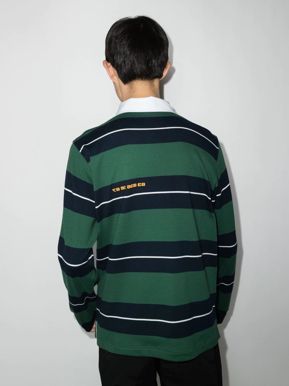 barcode-print striped polo shirt - 3