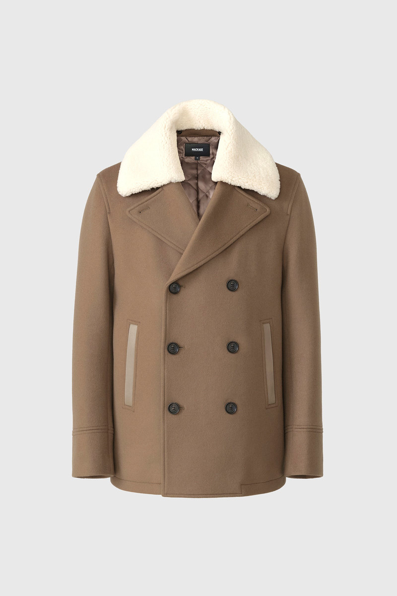 COLE-Z wool double-breasted jacket with shearling collar 1