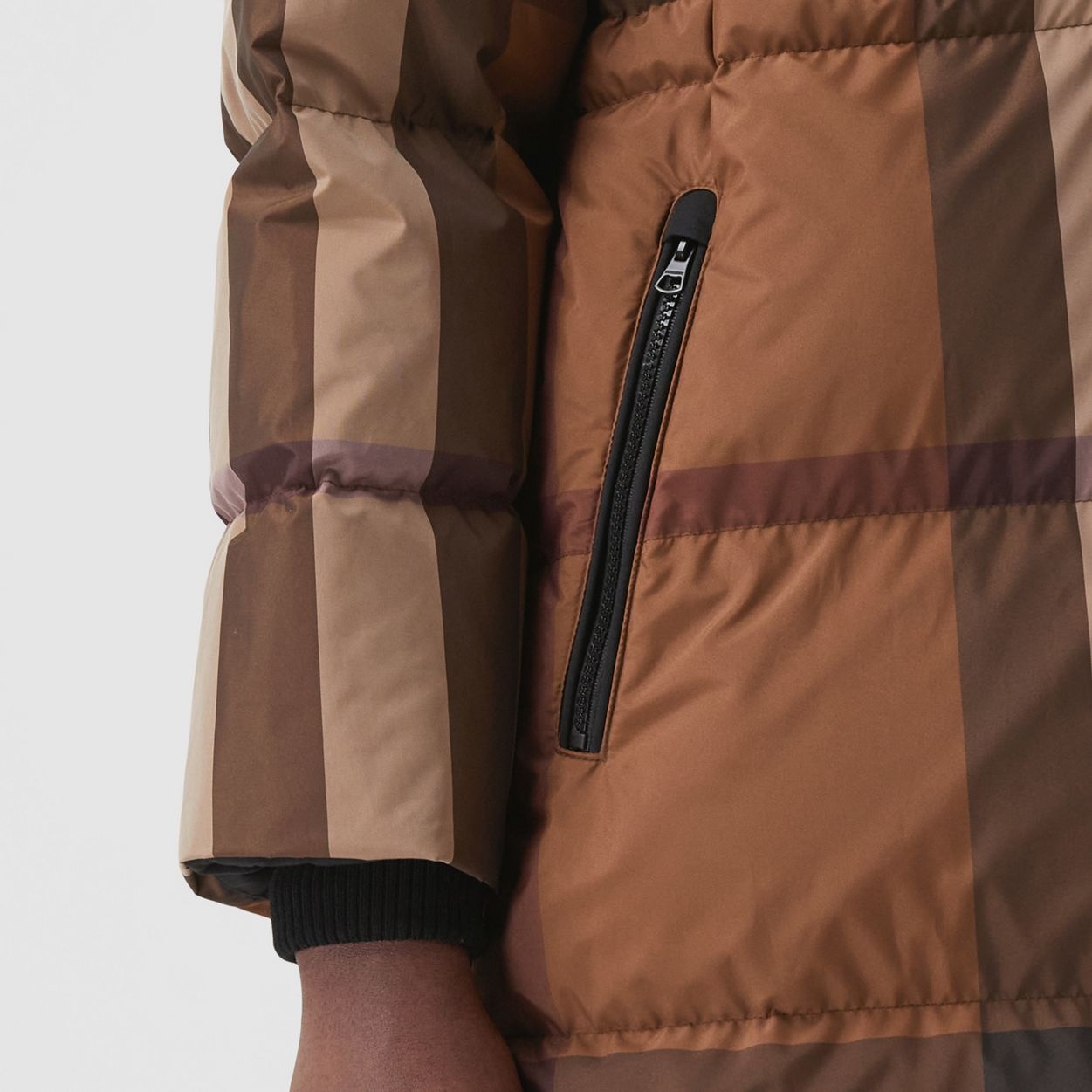 Detachable Hood Check Puffer Coat - 5