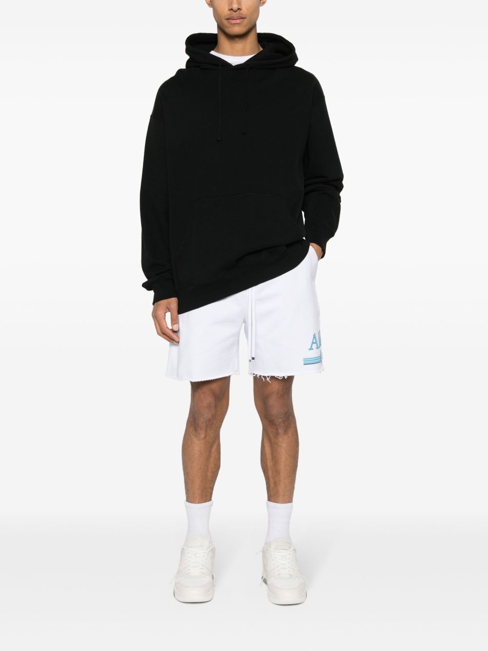 rubberised-logo cotton shorts - 2