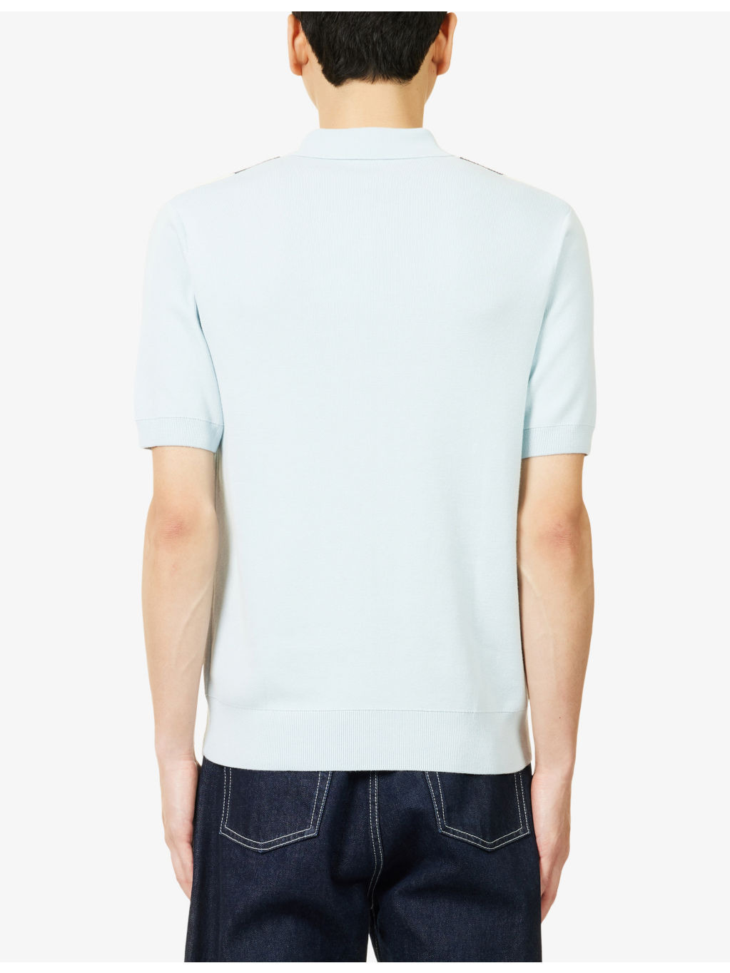 Logo Texture Cotton Knitted Polo Shirt - 4