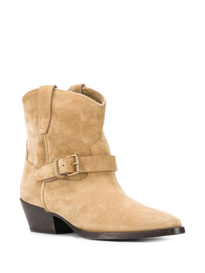 SAINT LAURENT Western buckled booties outlook