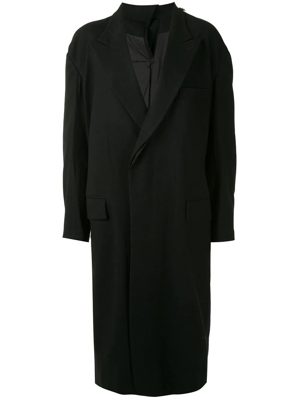 asymmetric wool panel coat - 1