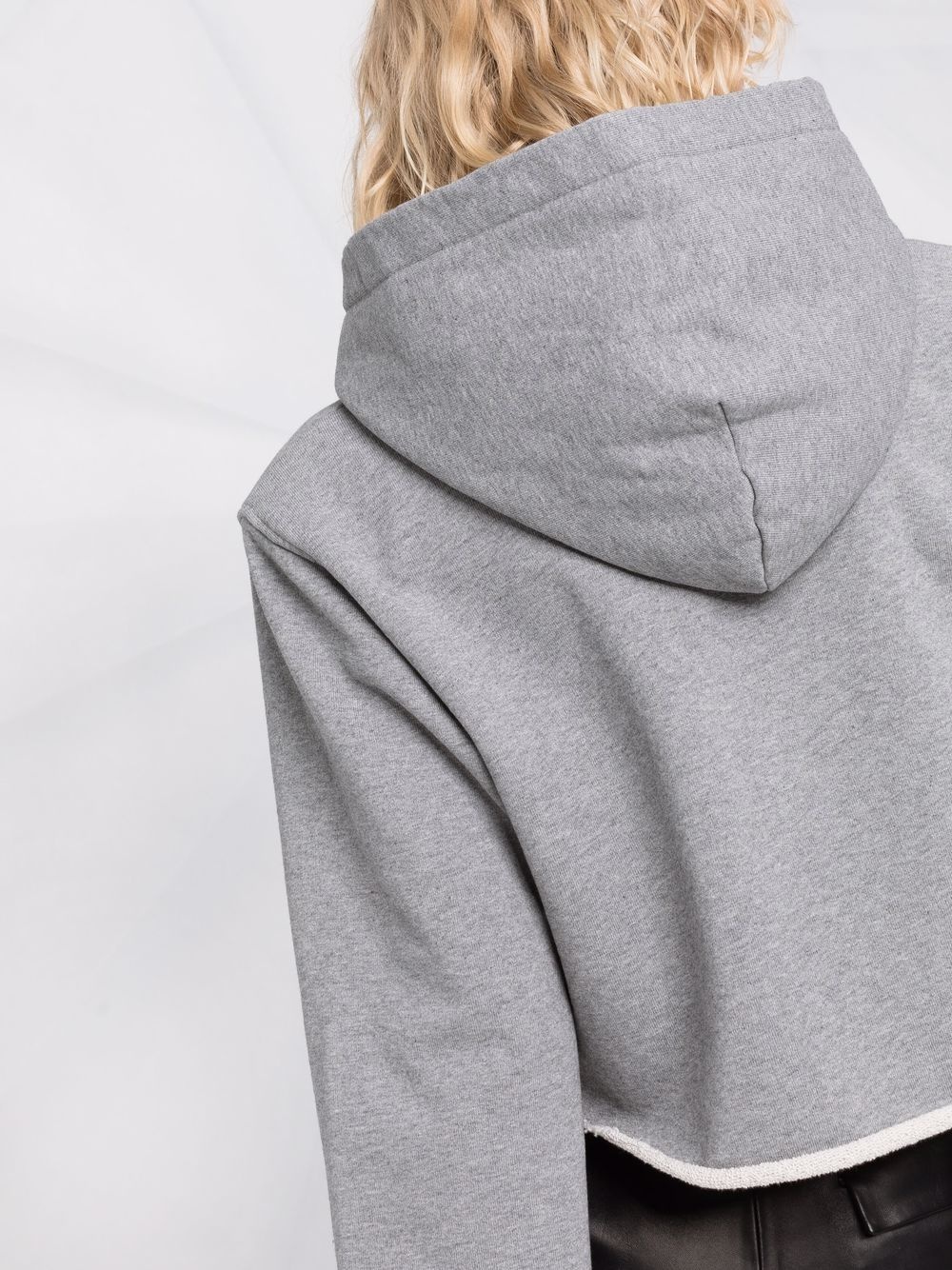 cut-out sleeve cropped hoodie - 3