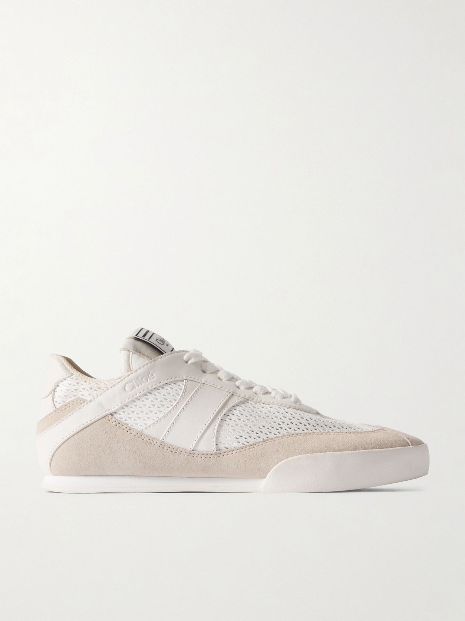 Kick suede, mesh and leather sneakers Cream - 1