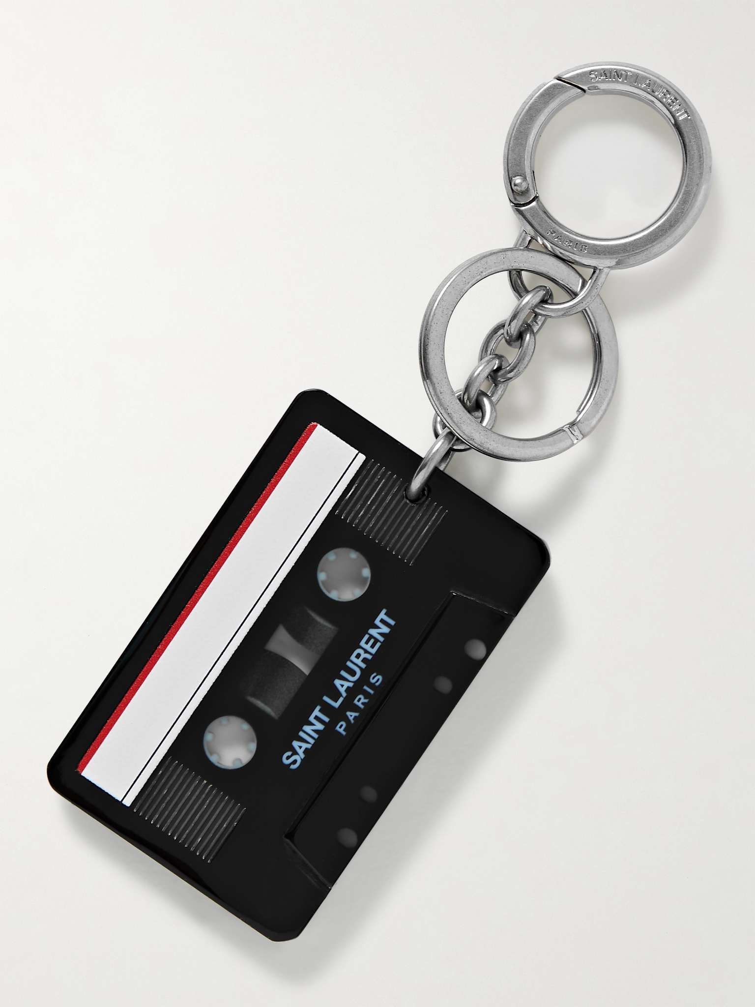 Cassette Tape Silver-Tone and Resin Key Fob - 1