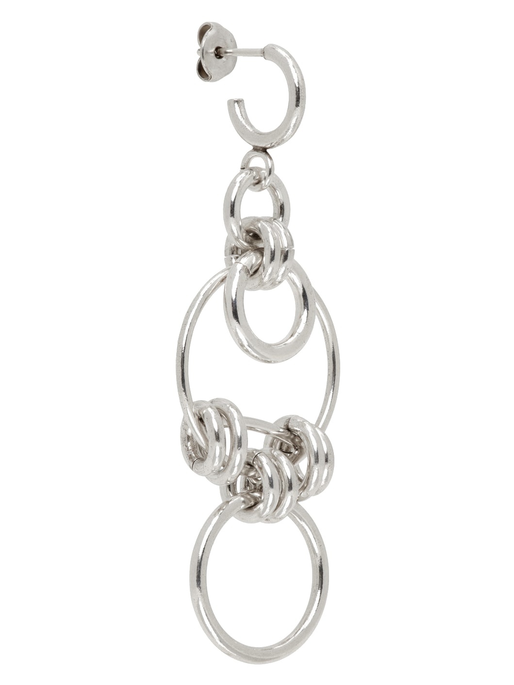 Silver Multi Ring Boucle Single Earring - 2