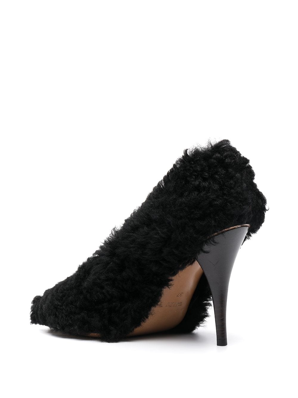 high-heel shearling pumps - 3