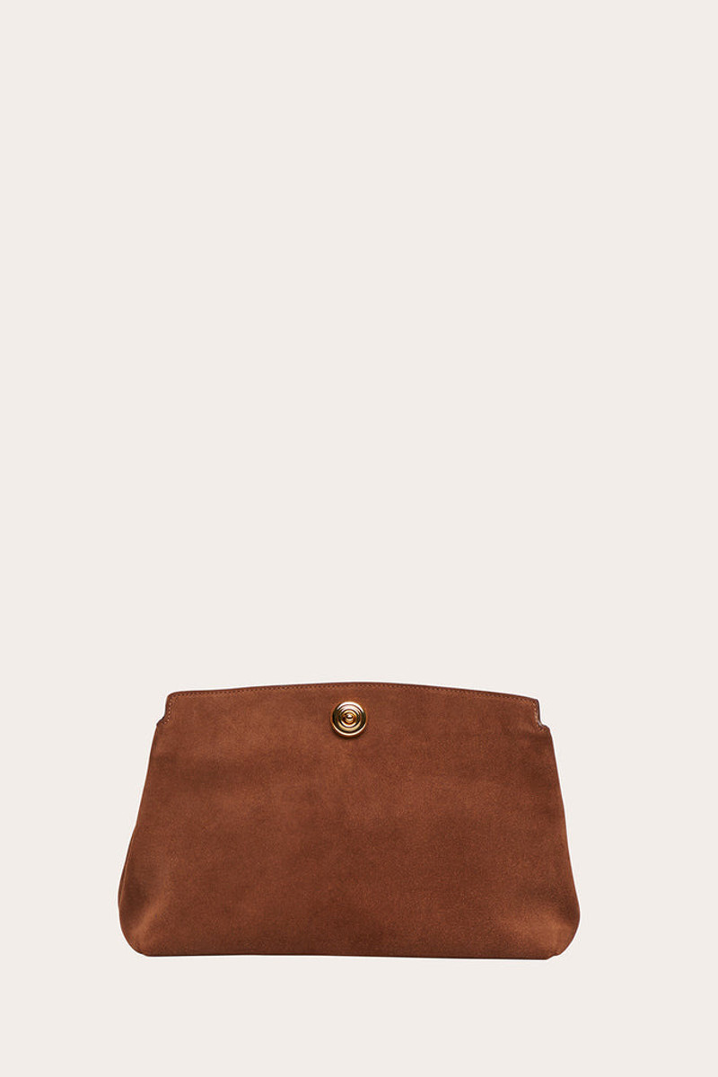 PUSHLOCK POUCH SADDLE BROWN SUEDE 1