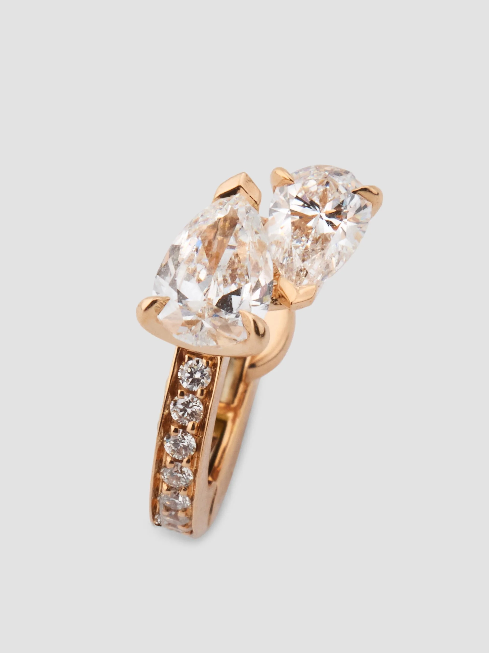Women's Serti Sur Vide 0.58 TCW Diamond Right Single Earring - Pink Gold - 1