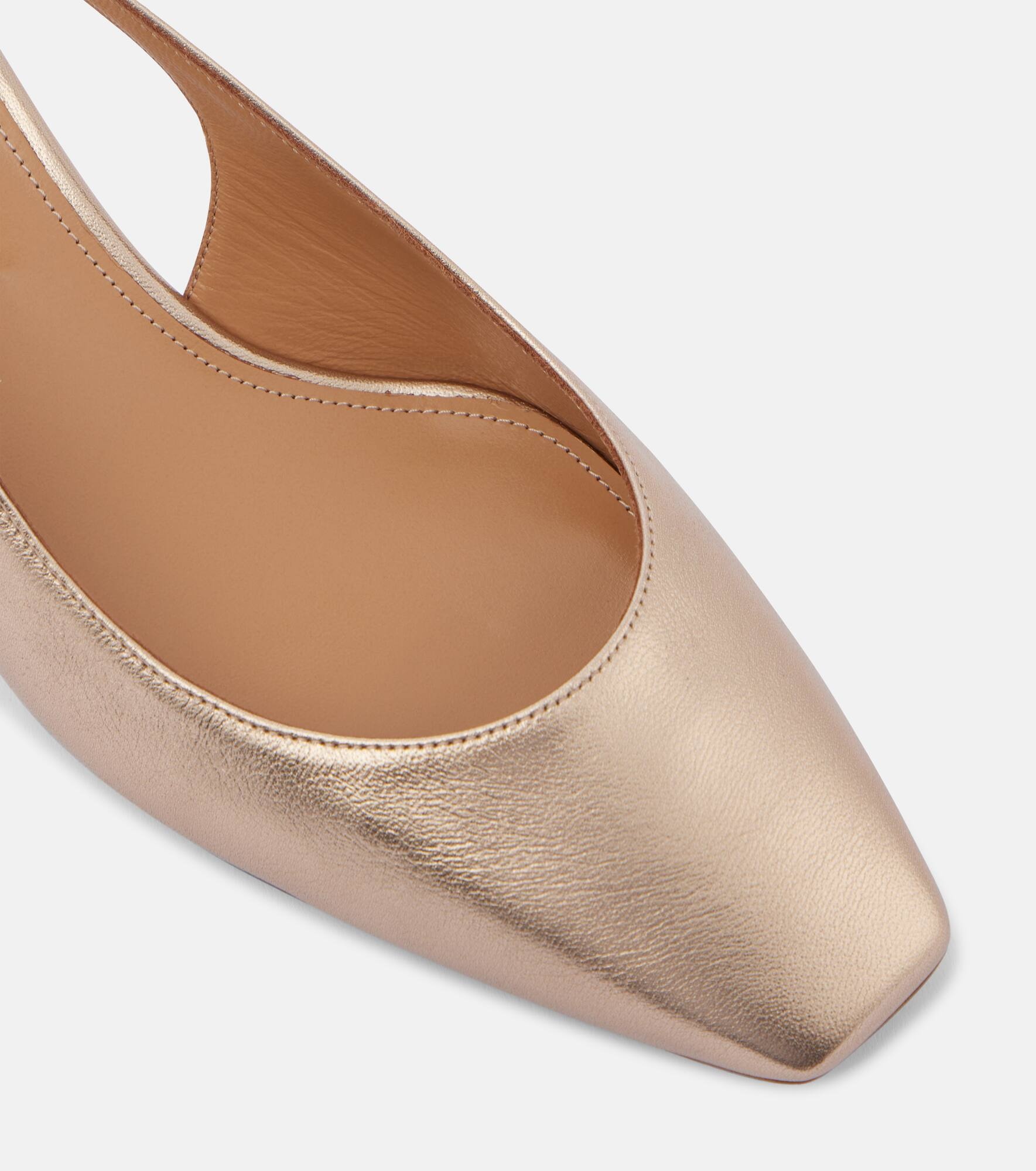 Very Bow 35 metallic leather slingback pumps - 6