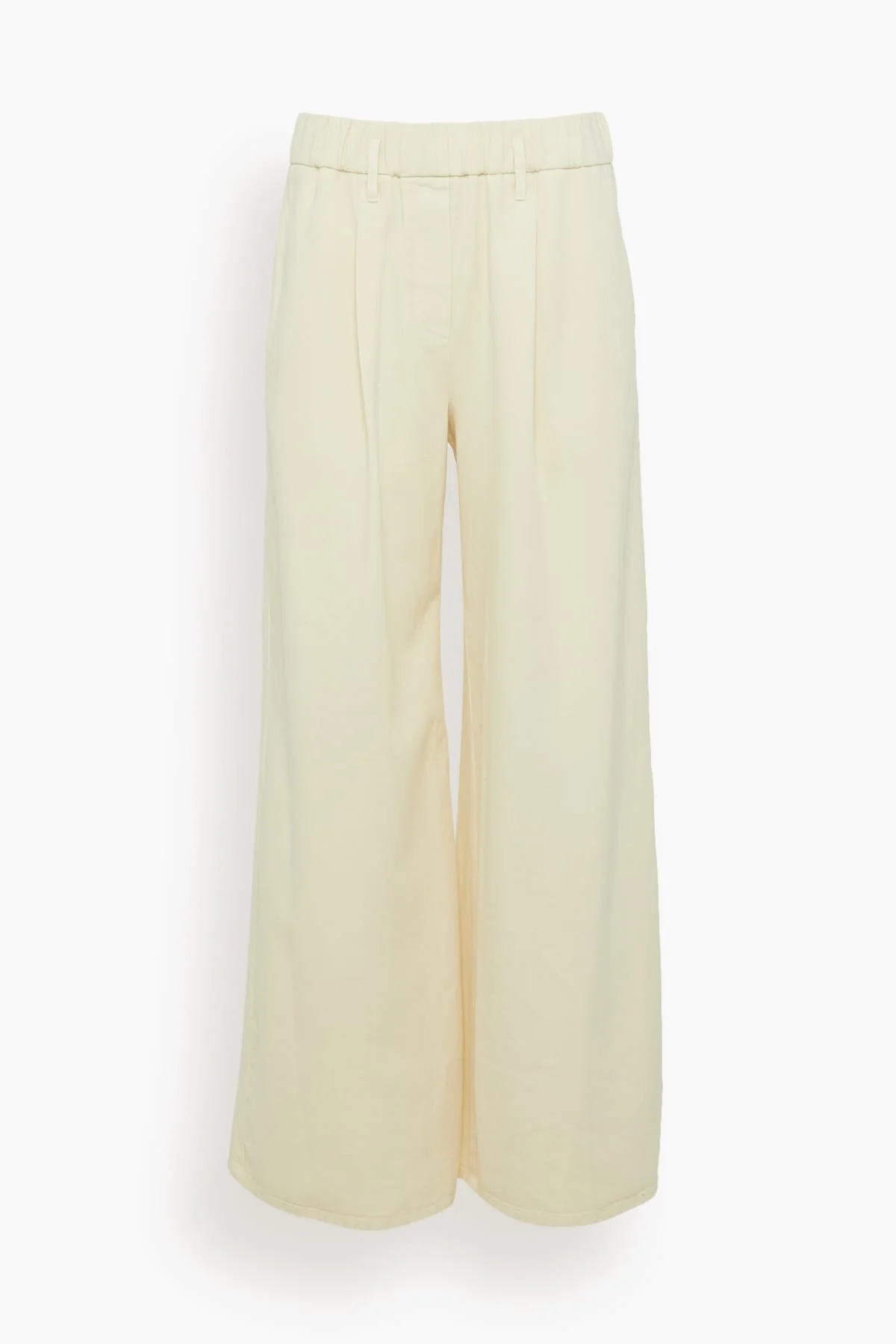 Fluid Cotton Twill Elasticated Loose Pants in Beurre - 1