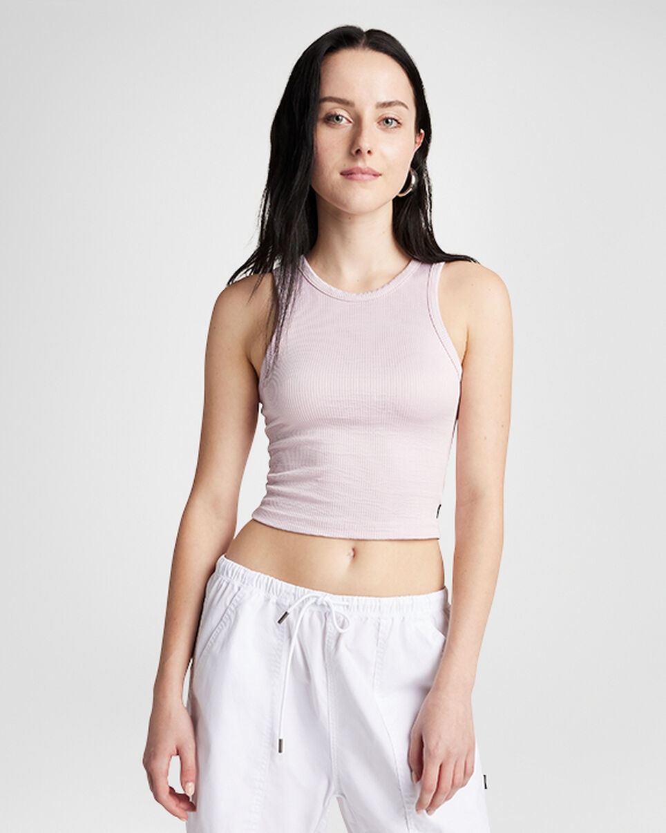 Cropped Ribbed Knit Tank Top - 1