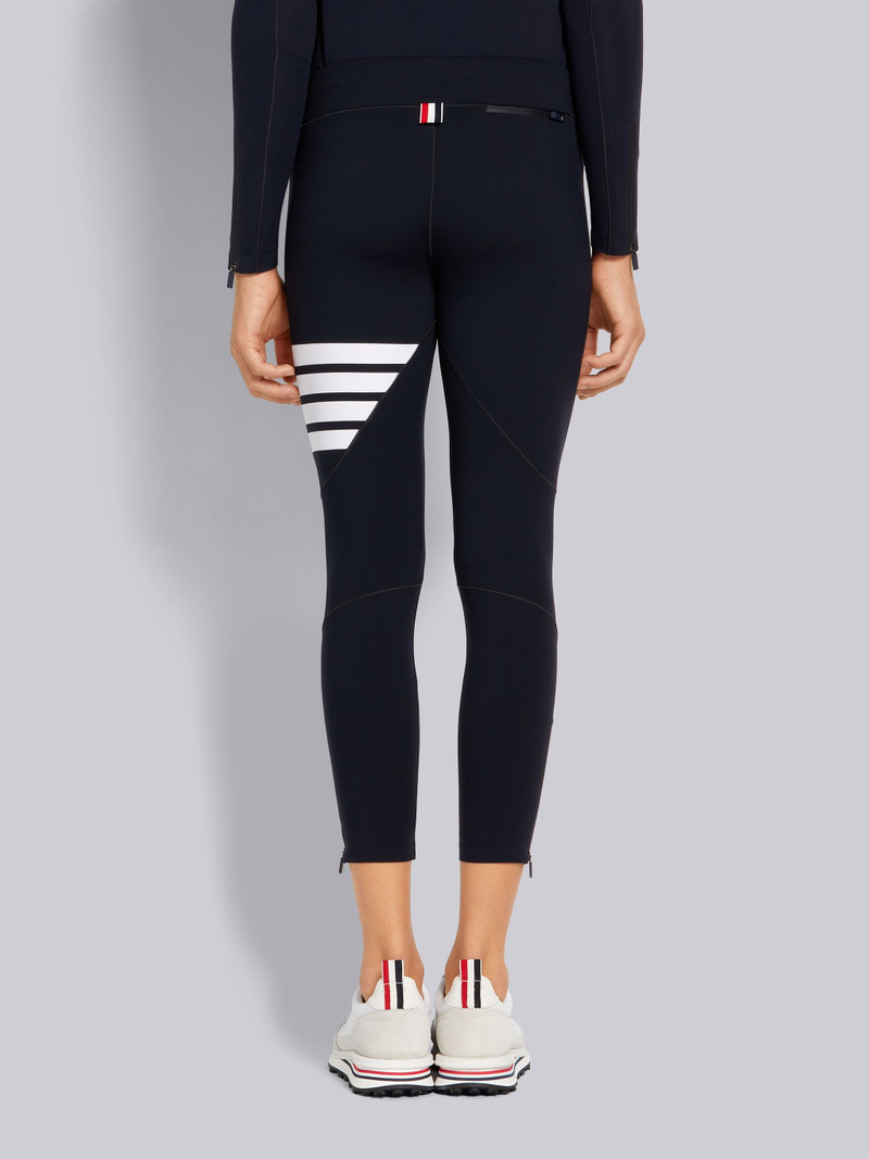 Navy Polyamide Stretch Interlock 4-Bar Stripe Compression Tights 3