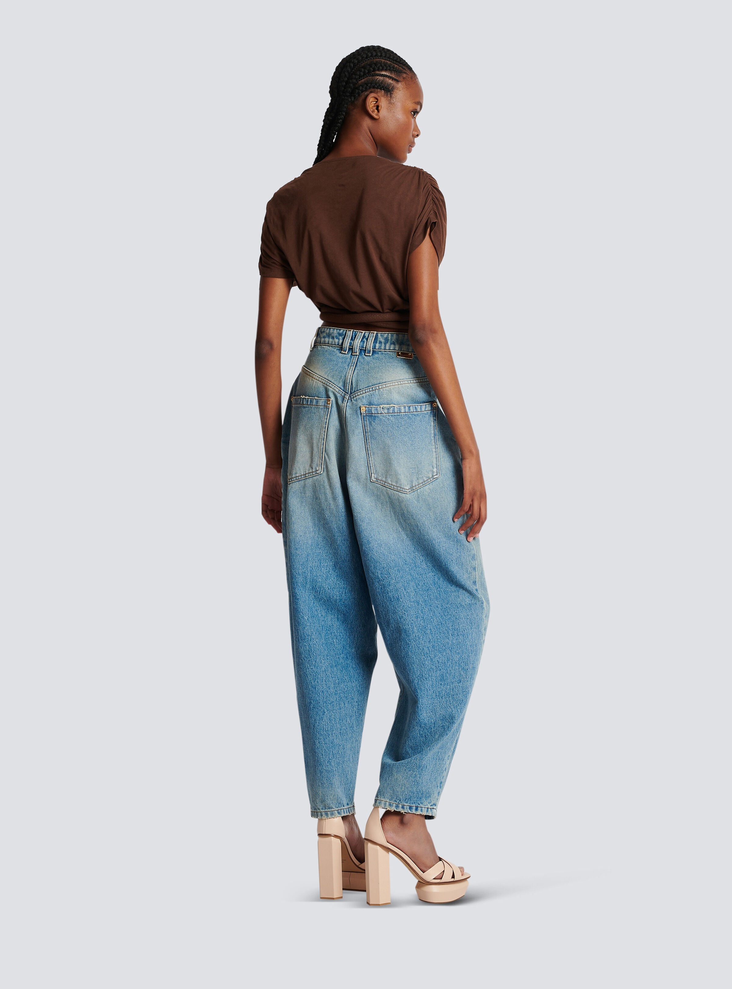 Draped jersey crop top - 4