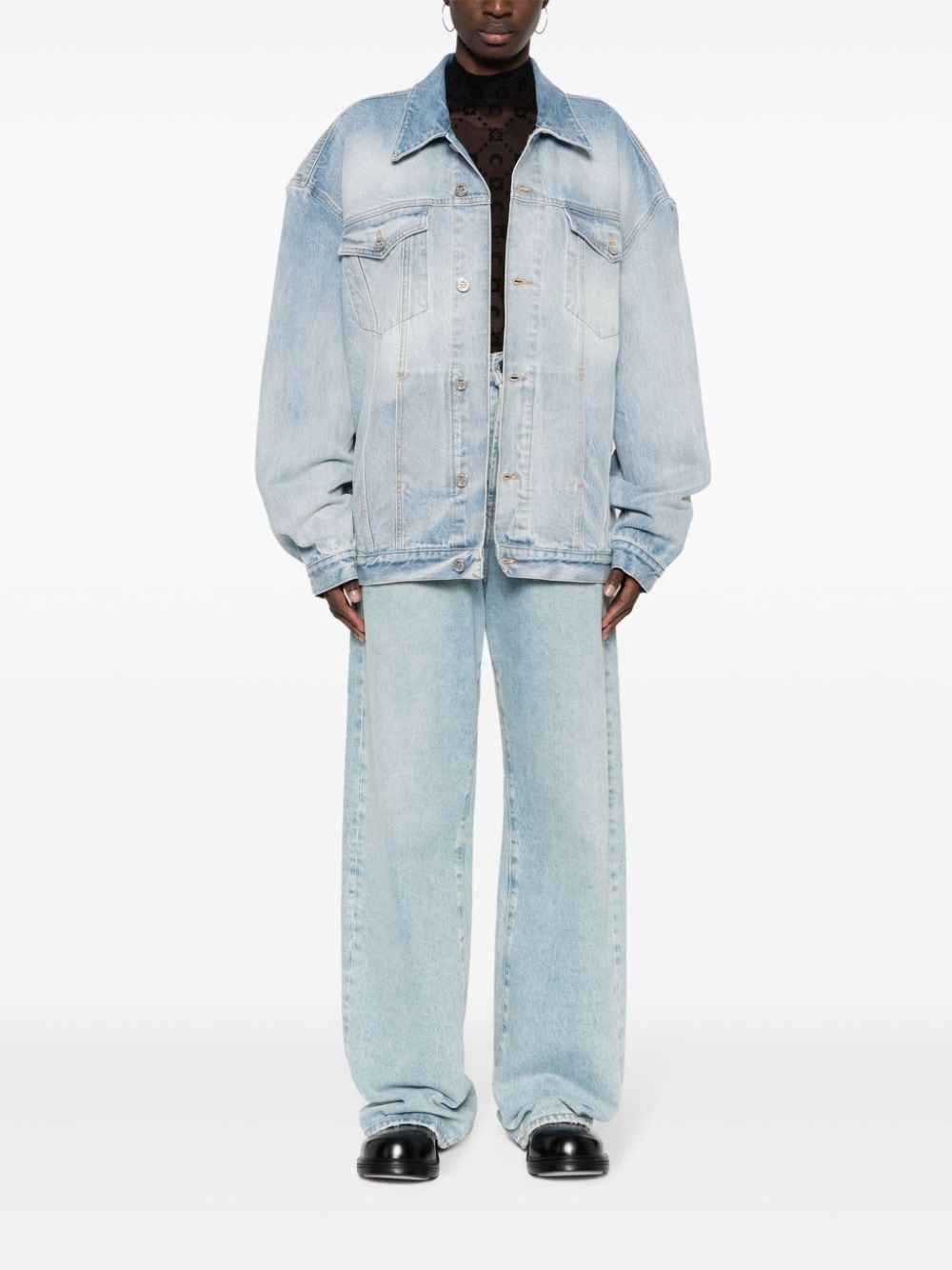 embossed-logo denim jacket - 2