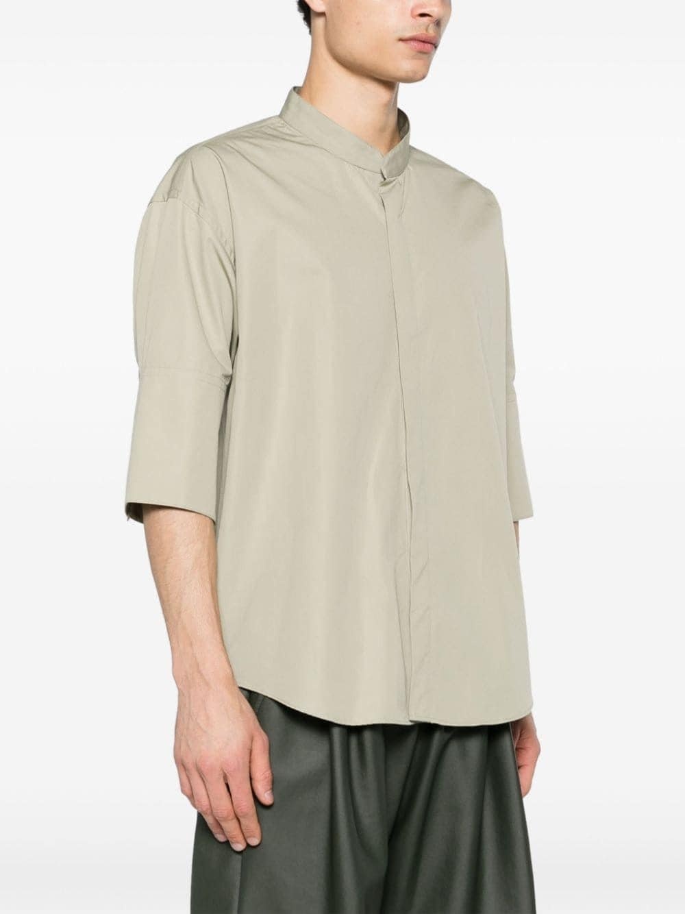 band-collar cotton shirt - 4