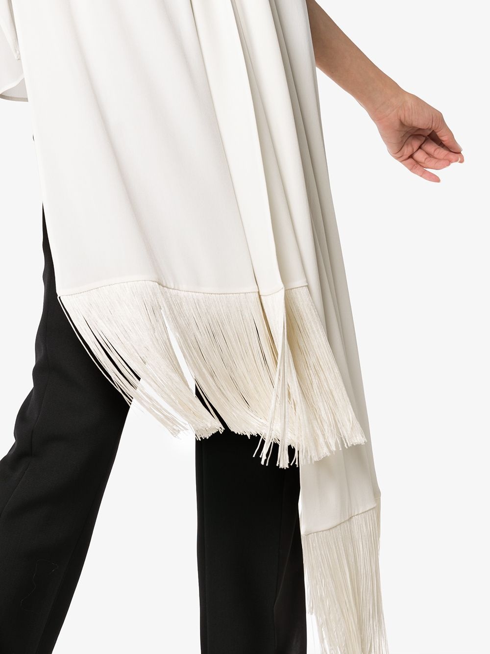 Fringe-trimmed Silk-crepe Top - 5