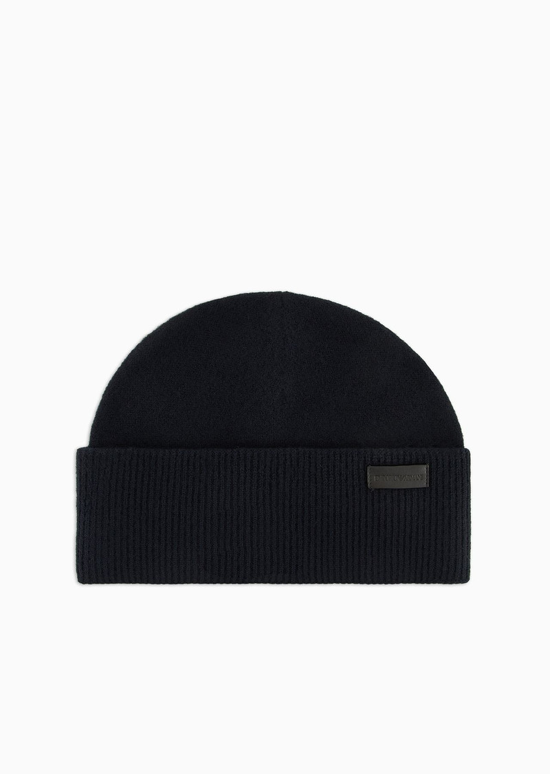 Virgin wool beanie with turned-up brim 1