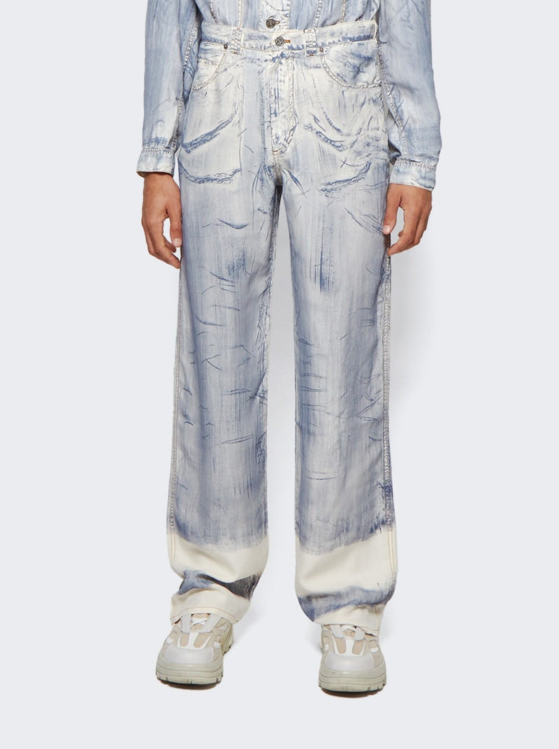 Handpainted Low Waist Trouser Ecru And Blue 3