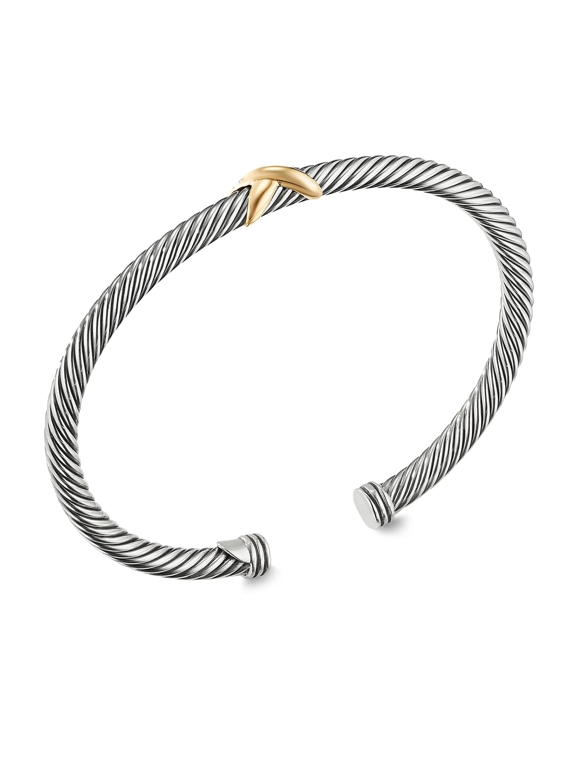 Women's Cable X Bracelet With 18K Yellow Gold - Silver - 1