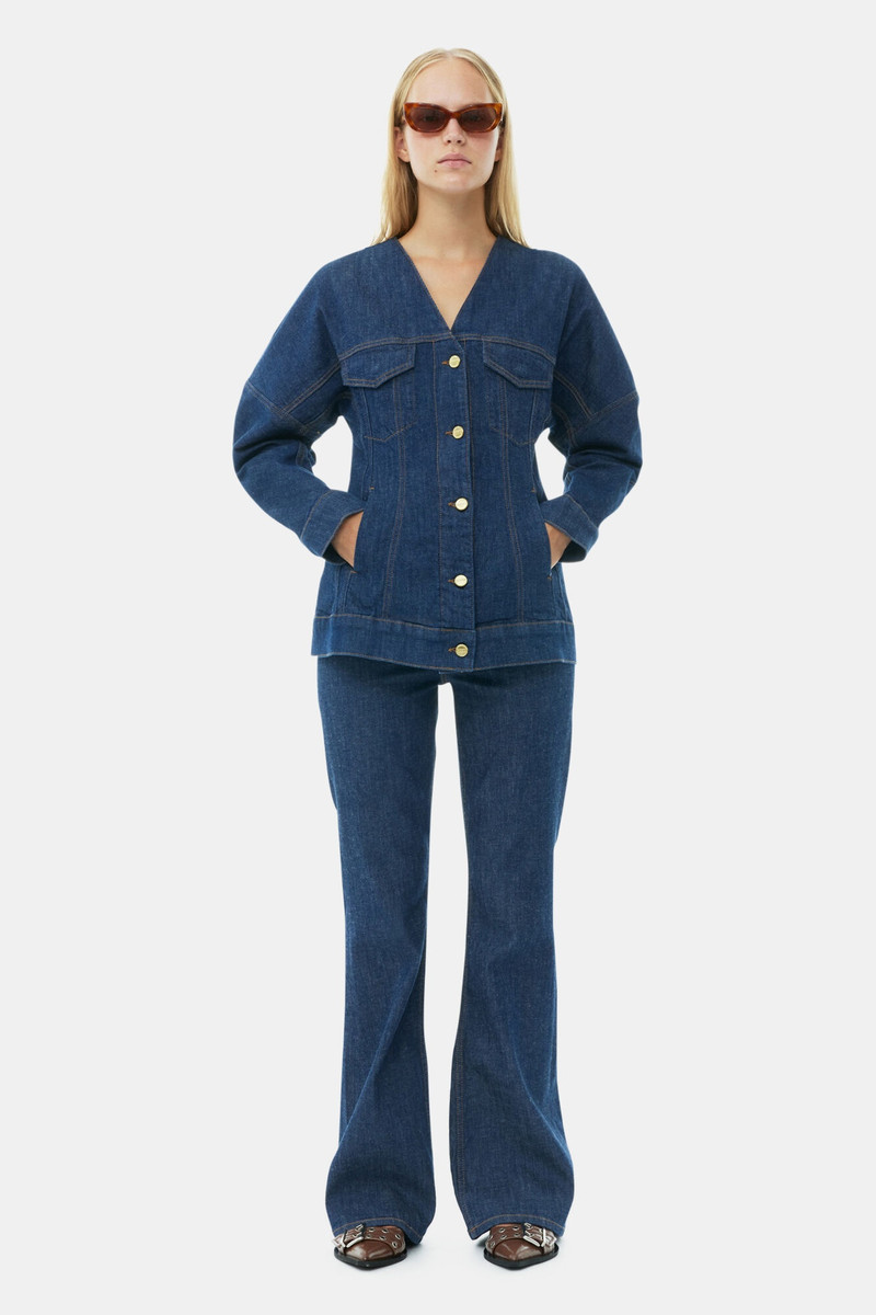 DENIM SHAPED SLEEVE ROSE BLAZER 3