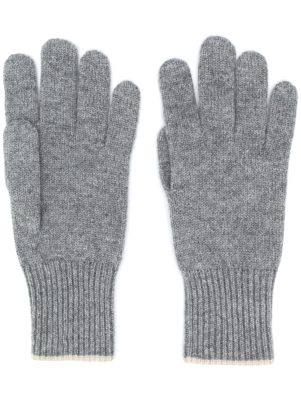 contrast-trimmed cashmere gloves - 1