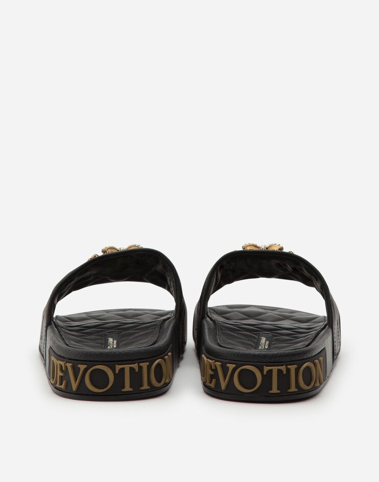 Beachwear Devotion sliders in matelassé nappa leather - 3