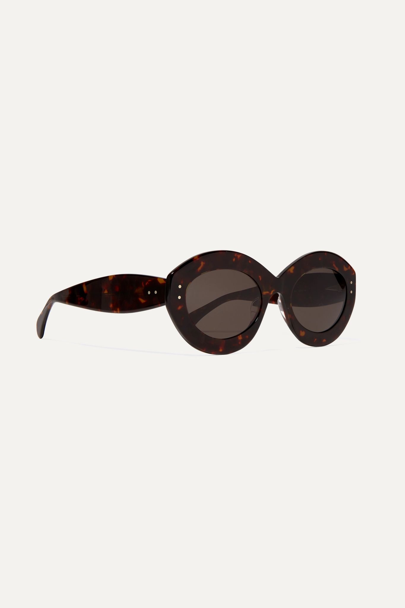 Round-frame tortoiseshell acetate sunglasses - 2