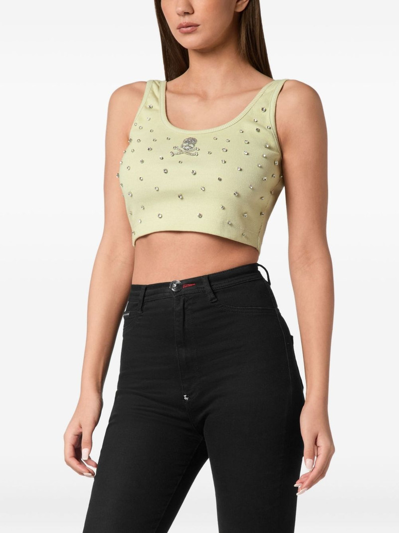 PHILIPP PLEIN rhinestone-embellished cropped top outlook